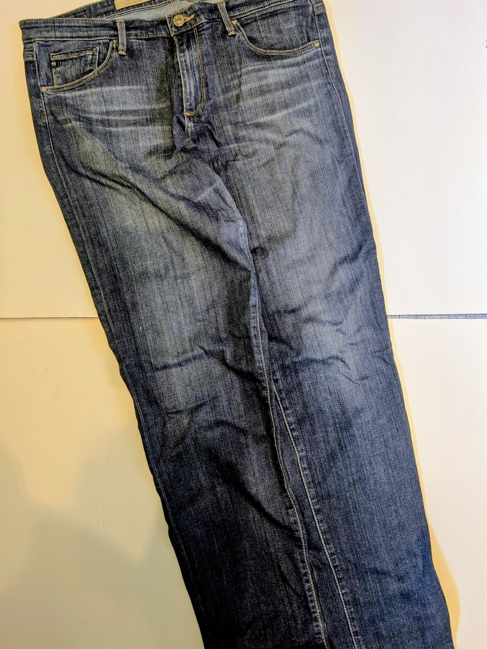 AG Adriano Goldschmied Women's Straight Jeans in Dark Blue Wash